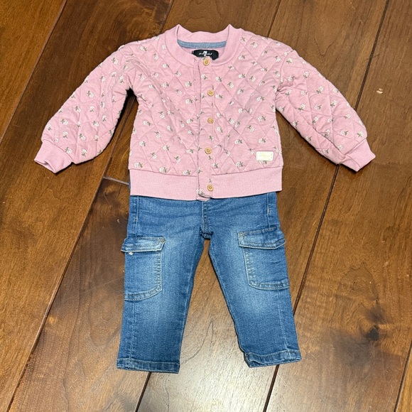 7 For All Mankind Pink and Blue Kids Matching Set - Picture 1 of 1